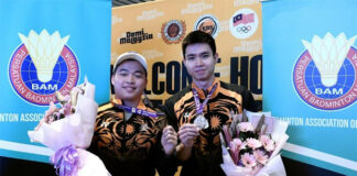 Aaron Chia/Soh Wooi Yik receive hero's welcome at Kuala Lumpur International Airport on Thursday. (photo: Bernama)