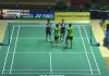 Goh V Shem (black shirt, right), Tan Wee Kiong shaking hands with their Taiwanese opponents at the end of the match