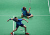 Aaron Chia (front) feeling positive about the 2020 Badminton Asia Team Championships. (photo: AFP)