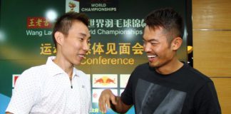 Lee Chong Wei and Lin Dan (right) in a file photo. The long-time rivals will be pairing up to play as a doubles pair against Cai Yun-Fu Haifeng of China in an exhibition match.