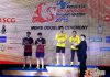 Mohammad Ahsan/Hendra Setiawan at the trophy presentation with Kim Gi-Jung/Kim Sa-Rang. (photo: Jane Piyatat)