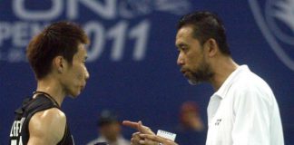 The student and his mentor. This filepic shows Lee Chong Wei and long-time coach Misbun Sidek together at the Malaysian Open tournament in 2011 before Misbun left the BAM.