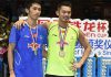 Lin Dan (right) beats Tian Houwei to win his fourth Badminton Asia Championships title on Sunday.