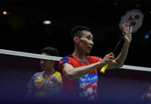 Lee Chong Wei beats Anthony Sinisuka Ginting in the Thomas Cup quarter-finals. (photo: AFP)