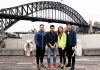 Koo Kien Keat, Lee Chong Wei, Gronya Somerville, and Tan Boon Heong (from left) pose infront of Sydney Harbour Bridge. (photo: AFP)