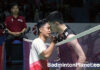 Anthony Sinisuka Ginting thanks Lee Zii Jia after the 2022 Indonesia Masters quarter-final match.