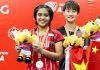 Gregoria Mariska and Chen Yufei pose for picture after the girls' singles final. (photo: PBSI)