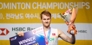 Anders Antonsen beats Loh Kean Yew to win the 2023 Korea Open title. (photo: VCG/Getty Images)