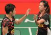 Chan Peng Soon (left) and Goh Liu Ying stun No. 9 seeds Reginald Lee Chun Hei/Chau Hoi Wah of Hong Kong at the World Championships. (Photo: Goh Thean Howe)