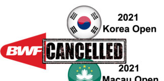 Korea Open, Macau Open canceled due to Covid-19 pandemic. (photo: BWF)