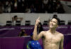 Jonatan Christie celebrates his Asian Games victory. (photo: AFP)