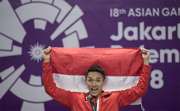 Jonatan Christie wins host Indonesia's signature gold at Asian Games. (photo: AFP)