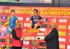 Saina Nehwal beats Carolina Marin to win Syed Modi International Grand Prix Gold Badminton Championship in Lucknow, on Jan 25, 2015. (Photo: IANS)