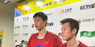 Feng YanZhe/Ren XiangYu win an epic battle against Zheng SiWei/Liu YuChen in the 2020 China Badminton Super League (CBSL). (photo: Weibo)