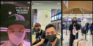 Aaron Chia, Ng Tze Yong, Aidil Soleh, and Pearly Tan are waiting for the flight to Vantaa, Finland at Kuala Lumpur International Airport. (photo: Instagram - Aaron Chia, Ng Tze Yong, Pearly Tan)