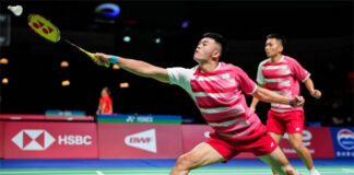 Lee Yang/Wang Chi-lin score the second point for Chinese Taipei against Thailand. (photo: Shi Tang/Getty Images)