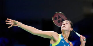 Carolina Marin cruises into the 2020 SaarLorLux Open Quarters. (photo: Lars Ronbog / FrontZoneSport via Getty Images)