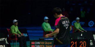 Korea's unseeded pair Lee Hong-Sub and Lim Su-Min celebrates after beating No. 13 seeds Fan Qiuyue/Ren Xiangyu of China 21-15, 17-21, 22-20 in the boys' doubles semi-finals. (photo: BWF)