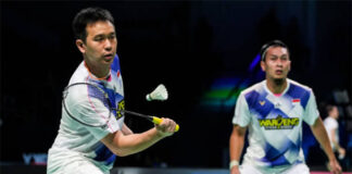 Hendra Setiawan/Mohammad Ahsan crash out of the 2021 Indonesia Open. (photo: Shi Tang/Getty Images)