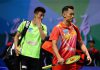 Lin Dan (right) beats Chen Long at the 2016/2017 China Badminton Super League (CBSL).