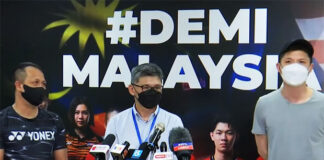 Rexy Mainaky (L), Kenny Goh, and Wong Choong Hann attend the BAM re-org press conference on Tuesday. (photo: BAM)